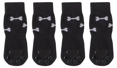 Produktbild von INF XL rutschfeste Hundesocken 4er Set Baumwolle wasserdicht für Zuhause Schwarz