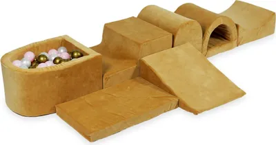 Produktbild von Der größte Schaumstoffspielplatz mit Pool Micro Velvet Soft Caramel + 100 Bälle: Altgold, Hellrosa, Perlmutt