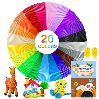 Obrázok produktu pre 3D pero, vlákno 1,75 mm, 20 farieb, každá 5 metrov, s šablónami