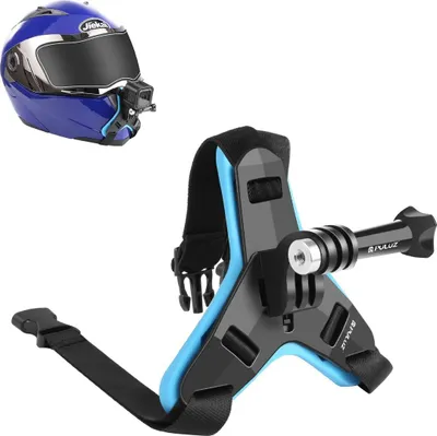 Produktbild von Motorradhelm Kinnriemenhalterung für GoPro, DJI Osmo Action und andere Action-Kameras, Farbe:Blau