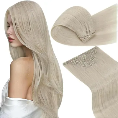 Zdjęcie produktu dla Pasemka do włosów, naturalne włosy, blond, proste, Remy, 45 cm, 7 sztuk, 120g, kolor #60