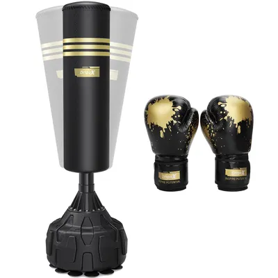 Produktbild von Dripex Freistehender Boxsack Standboxsäcke, MMA Boxpartner Boxing Trainer Heavy Duty Punchingsäcke Boxsack mit Handschuhen, 12 Saugnäpfen