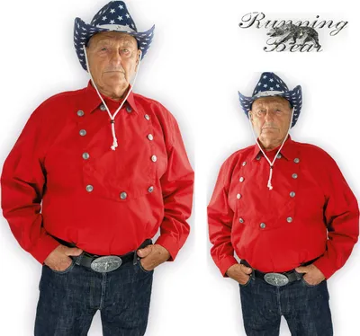 Produktbild von Rotes Country Westernhemd Gr. S - 3XL  von Running Bear  - Cowboyhemd Gr. 3XL