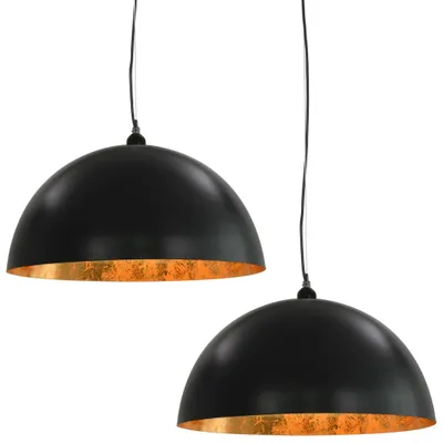 Zdjęcie produktu dla vidaXL Lampy sufitowe 2 szt. czarno-złote półkuliste 50cm E27