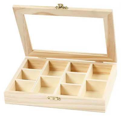 Immagine prodotto di Creativ Company CC Scatola in legno con coperchio in vetro 15,5x20,5x3,5 cm