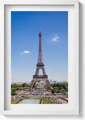 Produktbild von Landschaft Eiffelturm Paris Frankreich– Wandbild mit Rahmen – Gerahmtes Bild  – Wanddekoration – 40x60 cm – Weiß