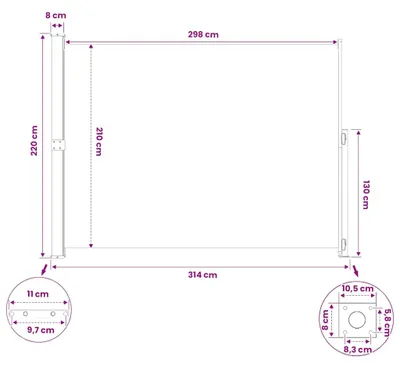 Imagen del producto de vidaXL, toldo lateral extensible, 220x314 cm, gris