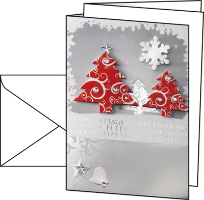 Produktbild von SIGEL DS454 Handmade-Weihnachts-Karten (inkl. Umschläge), Three Trees, A6 (A5), 10 Karten
