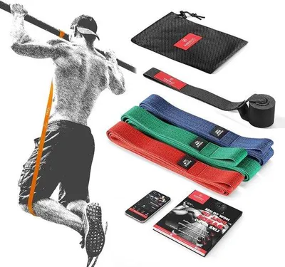 Produktbild von Famanu Widerstandsband Fitness + Trainingsguide - Latex Powerband für Pull-Ups