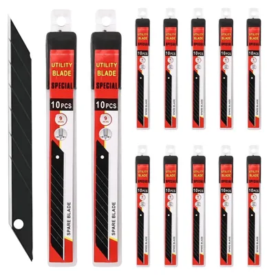 Produktbild von Cuttermesser Klingen 120 Stück 9 mm 30° Kohlenstoffstahl Ersatzklingen Schwarz