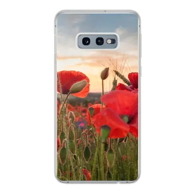 Produktbild von MuchoWow® Handyhülle Schutzhülle Hülle für Samsung Galaxy S10e Sonnenuntergang hinter den schönen Mohnblumen Silikon Softcase Handy Hülle - Handy