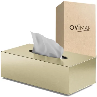 Produktbild von ovimar Kosmetiktücher Box Uttakleiv | aus edlem Edelstahl | gold | Taschentuchspender, Papierhandtuchspender oder Kosmetiktuchspender für Bad, Küche oder Esstisch | optionale Wandbefestigung