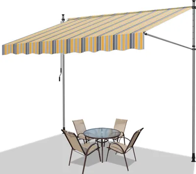 Produktbild von Clanmacy Klemmmarkise Markise Balkon UV-beständig wasserdicht Gelb Blau 350cm
