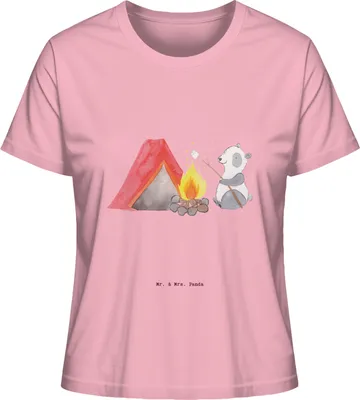 Produktbild von Mr. & Mrs. Panda Damen T-Shirt Panda Campen Größe M - Baumwolle Pink - Geschenk, Zelten, Shirt, Sommershirt, Mit Print, Oberteil, Campingplatz, gehen, Basic, Camping
