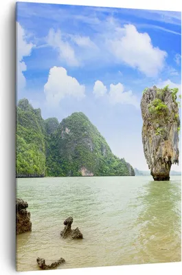 Produktbild von Bild auf Leinwand - Leinwandbild - Einteilig - Stein Strand Landschaft - 70x100cm - Wand Bild - Wanddeko - Wandbilder - Leinwanddruck - Wanddekoration - Leinwand bilder - Wandbild - PA70x100-0224