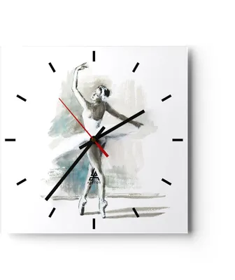 Produktbild von Wanduhr - Quadrat - Glasuhr - Ballerina Tanz Frau - 40x40cm - Schleichendes Uhrwerk - Lautlos - zum Aufhängen bereit - Dekoration Modern - Wanddekoration aus Glas - C3AC40x40-4953