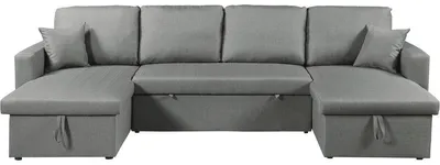 Immagine prodotto di Divano letto angolare panoramico "Alain" in tessuto - 4 posti - Grigio