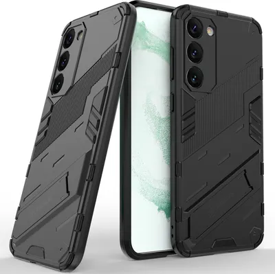 Produktbild von Armor Hülle für Samsung Galaxy S23+, Hybrid PC TPU Bumper Stoßfestes Schutzhülle mit Standfunktion Schwarz