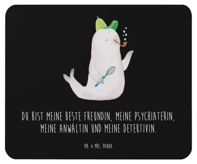 Produktbild von Mr. & Mrs. Panda Mousepad Robbe Sherlock - Schwarz - Geschenk, Mauspad, notebook, Mouse Pad, mousematte, laptop, Lustige Sprüche