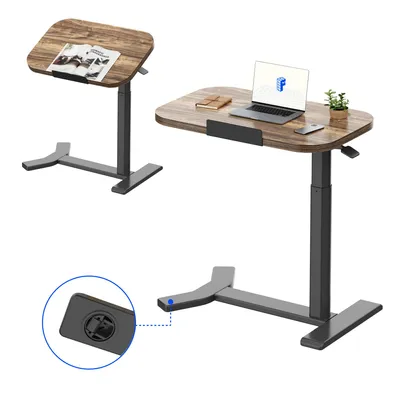 Produktbild von FLEXISPOT Beistelltisch Höhenverstellbar in C-Form, klappbarer Laptoptisch mit Rollen, 65–105 cm, Nachttisch, für Bett und Sofa, Braun