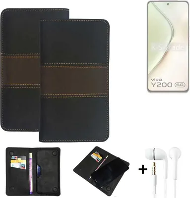 Produktbild von K-S-Trade Handyhülle + Kopfhörer kompatibel mit Vivo Y200 5G V2343A Schutzhülle Walletcase Bookstyle Tasche Schutz Case Hülle Wallet Cover