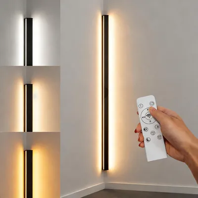 Imagen del producto de Lámpara de pared LED LANMOU, interior, 80 cm de largo, lámpara de esquina para pared, con control remoto – Tamaño: 80 cm / 18 W