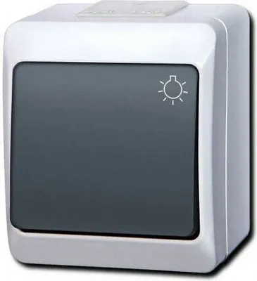 Produktbild von IP44 Aufputz HERMES Taster Licht Grau 0336-01