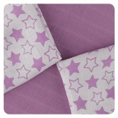 Obrázek produktu pro XKKO Bambusové ubrousky 30x30 - Little Stars Lilac Mix (9ks)