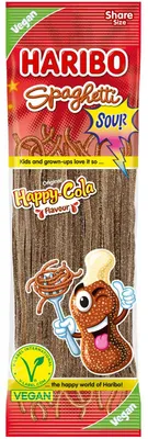 Produktbild von Haribo Spaghetti Cola, Weiche Süßigkeiten, 200 g, Cola, 1451 kJ, 342 kcal, 81 g