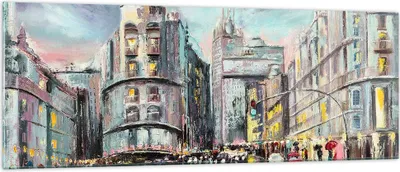 Produktbild von Bilder auf glas - Stadt Straße Haus - 140x50cm - Glasbilder - Wandbilder - Kunstdruck - zum Aufhängen bereit - Wanddekoration aus Glas - Glas Bilder - Wandbild auf Glas - Einteilig - GAB140x50-3440