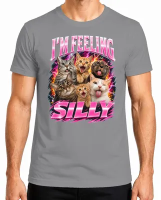 Productafbeelding van "Ik voel me dom" - Grappig katten- en kittenshirt met een sarcastische opdruk, voor heren, grijs, maat XL