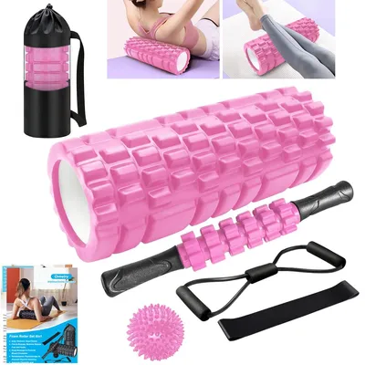 Zdjęcie produktu dla Roller piankowy 33 cm, zestaw 6-w-1, różowy, do jogi