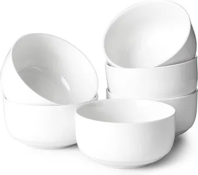Productafbeelding van Famanu Muesli-kommen set, 650 ml, voor salades, soepen, ramen, fruit - 6-delig - Wit