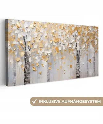 Obrázok produktu pre MuchoWow® - Plátno - Stromy - Akvarel - Umenie - Príroda, nástenná maľba, nástenné dekorácie obrazy obývacia izba, 80x40cm