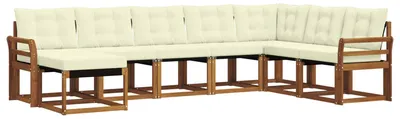 Produktbild von vidaXL Outdoor-Sofagarnitur mit Kissen 8 pcs Natur und Creme