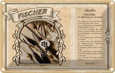 Produktbild von vianmo Blechschild 20x30 cm Fischer Rutengeber Beruf Arbeit