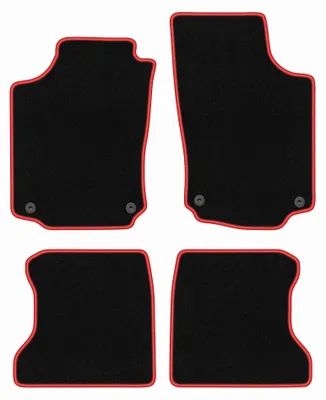 Obrázok produktu pre Velúrové autokoberce pre: Opel Combo C 2001-2011 (kombivan) – sada 4 ks, čierno-červené, na mieru – Wielganizator CARLUX