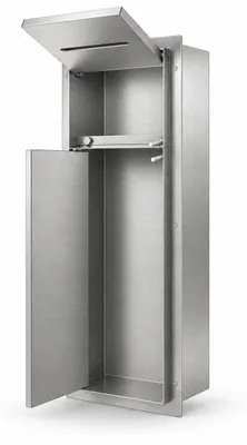 Produktbild von HAGO24 WC Modul Edelstahl gebürstet Schlitz Einbauschrank Unterputz Wandnische 200x600mm Toilettenpapierhalter Bürstenhalter Push-to-Open befliesbare Tür, KI-generiertes Bild