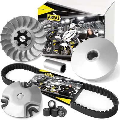 Image de Kit de remplacement Area1 pour variateur et courroie trapézoïdale pour 50 cm³ 2 temps, compatible avec les modèles Kymco Agility 50 RS Naked, Dink, G-Dink, Grand Dink S, Like People Super8 et Super9