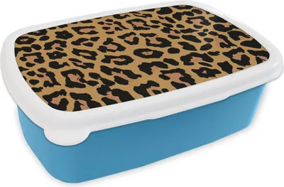 Produktbild von KitchenYeah® Lunchbox Brotzeit Brotdose 17x11 cm Panther Druck - Tiere - Braun Kinder Brotzeitdose - Lunch - Kunststoff  - Brotbüchse - Sandwichbox - Lunchbox für Kinder