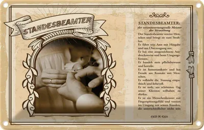 Produktbild von vianmo Blechschild 12x18 cm Standesbeamter Beruf Arbeit