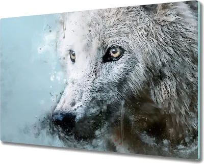 Produktbild von Coloray Schneidebrett Herdabdeckplatte 80x52 cm Kochplattenabdeckung Hackbrett Küchenbrett - Wildes Tier Wolf