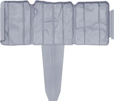 A single gray plastic garden border piece is shown against a white background.