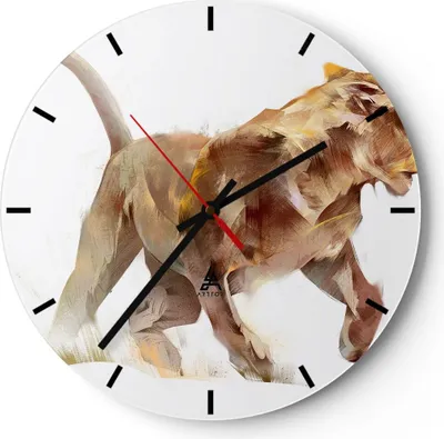 Produktbild von Wanduhr - Rund - Glasuhr - Tier Abstraktion - 30x30cm - Schleichendes Uhrwerk - Lautlos - zum Aufhängen bereit - Dekoration Modern - Wanddekoration aus Glas - C3AR30x30-3967
