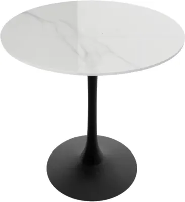 Zdjęcie produktu dla Okrągły stół barowy Bolt Edge - 78 cm - kamień spiekany i metal - stół bistro i stół kuchenny - nowoczesny i solidny