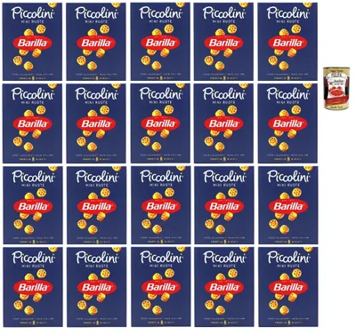 Produktbild von Barilla Piccolini Mini Ruote – 20er Pack – kinderfreundliche Rädchen-Pasta, al dente in 6 Min., 100% Hartweizengrieß, ideal für Suppen & Salate – + Italian Gourmet polpa