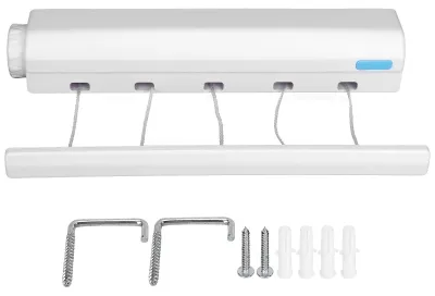 Wandwäscheleine, 5 Leinen, ausziehbar, 3,75 m, einziehbar
