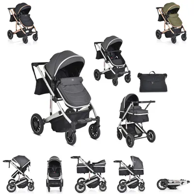 Produktbild von Moni Kombikinderwagen 2 in 1 Thira Babywanne, umbaubar, Sportsitz, Fußabdeckung grau