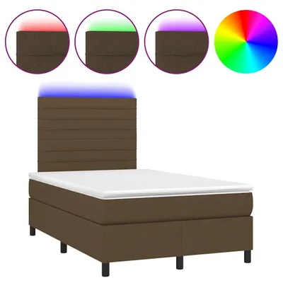 Produktbild von vidaXL Boxspringbett mit Matratze & LED Dunkelbraun 120x190 cm Stoff