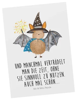 Produktbild von Mr. & Mrs. Panda Postkarte Fledermaus Zauberer - Weiß - Geschenk, Ansichtskarten, Reinsteigern, Magier, Postkarten, Grußkarte, Fledermäuse, Lustige Sprüche, kunstkarte